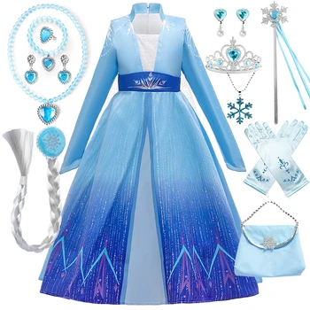 MINISO Disney Elsa ruhák lányoknak Hercegnő Party jelmez Hókirálynő 2 cosplay Vestidos hosszú ujjú Halloween lányok ruhái