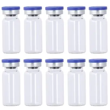 átlátszó 10 ml-es üvegpalack műanyag-alumínium flip kupakkal Tömítések Üres injekciós üvegek Laboratóriumi minta injekciós üveg 10Db laboratóriumhoz