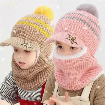 Baby téli kalap Pom Pom sapka sapka kislány és fiú kalap meleg gyapjúbélésű baseball sapka gyerekeknek