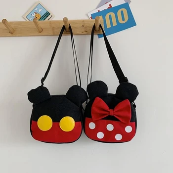 2023 Disney Mickey egér sorozat Aranyos rajzfilm színes lány táska Koreai stílusú crossbody táska vászon Egyvállas dekorációs táska