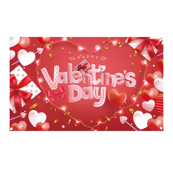 Valentin-napi háttér Banner Szerelem Szív Party dekorációk Fotózás Háttér Valentin-napra 71X 43.3Inch tartós