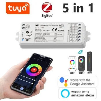 TUYA Zigbee WZ5 intelligens LED vezérlő DC12V 24V DIM RGB CCT RGBW RGBWW RGBCW szalag 2.4G RF távirányító Google Plus hangvezérlés