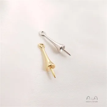 Rézbevonatú arany lógó féllyukú jáde kristály gyöngytartóval DIY kézzel készített fejdísz fülbevaló függő medáltartó A253
