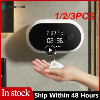 1/2/3DB kreatív folyékony habszappan adagolók Idő hőmérséklet kijelző Emberi test indukciós kézmosás vízálló automatikus szappan
