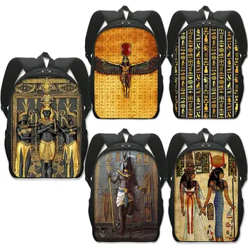 Egyiptomi Art Print hátizsák női férfi iskolatáskák Egyiptom fáraó Anubis hátizsák utazáshoz Diák Daypack laptop hátizsákok ajándék