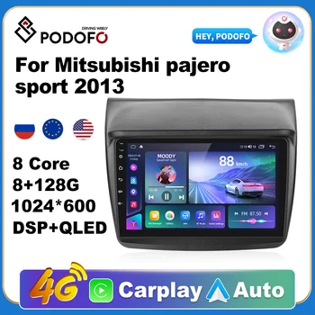 Podofo autó Android CarPlay rádió multimédia lejátszó Mitsubishi Pajero Sport 2013 2Din Autoradio Video AI Voice GPS Navi 4G