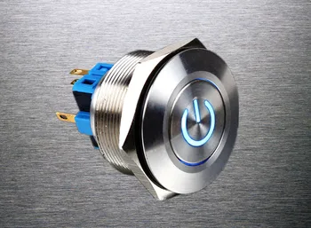 1db 28mm fém rozsdamentes acél vízálló reteszelő ajtó kürt LED nyomógombos kapcsoló autó automatikus motor indítása PC teljesítmény szimbólum