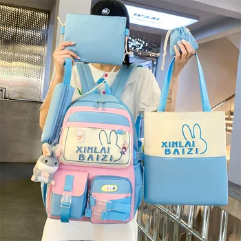 4 db készlet iskolatáskák tinédzser lányoknak Iskolatáska Kawaii hátizsák diák nagy kapacitású hátizsák női utazási hátizsák Mochila