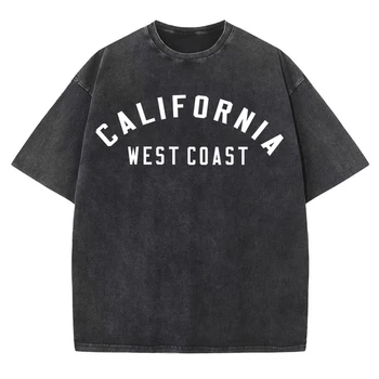 California West Coast Letter Print Férfi ruházat utcai grafikai póló 100% pamut túlméretezett póló nyári vintage póló