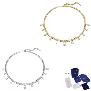 2023 Új ékszer Dextera vegyes szabású fehéraranyozott nyaklánc nőknek Luxus vintage ékszerek Valentin-napi ajándék