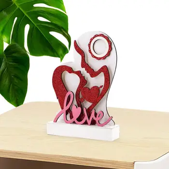 Valentin-nap Világítsd meg a dekorációt Romantikus faszobrok Asztal középpontja Fa kézműves otthoni ékezetek Ajándék Valentin-napi esküvőre