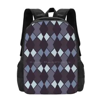 Cool Tónusú kék Lila Geometriai minta Minta Design Laptop Travel School táskák Lila lila Argyle rajzfilm gyémántok négyzet
