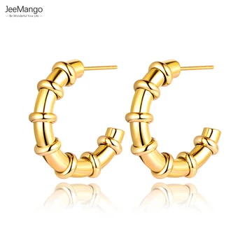 JeeMango Fashion rozsdamentes acél C alakú nyilatkozat fülbevaló aranyozott geometriai félkör alakú fülbevaló Ékszerek nőknek JE22151