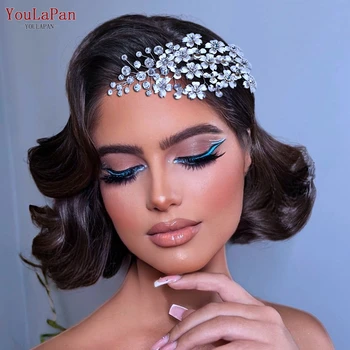 YouLaPan HP514 ötvözött virág menyasszonyi fésű strassz Tiara esküvői haj kiegészítők Menyasszony fejdísz szépségverseny női fejdísz