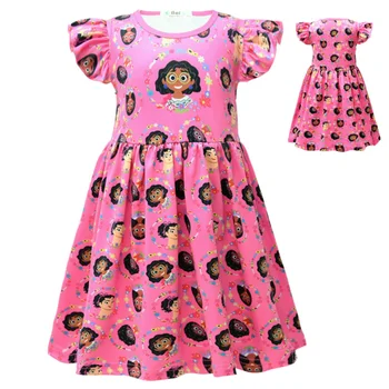 Gyerekruhák lányoknak Ruha Disney Encanto Mirabel Louisa rajzfilm Sunmmer ruha Kislányok Aranyos rózsaszín hercegnő ruha Vestidos