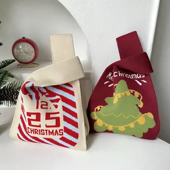 Gyapjú vödör táska csomó Csuklótáska Egyszerű hóember mézeskalács ember karácsonyi ajándéktáska Kézitáska bevásárlótáskák Kötött táska Utazás