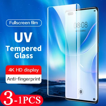 3/2/1Pcs 9D teljes fedelű UV üveg Huawei nova 8 9 10 7 pro védőfóliához UV edzett üveg telefon képernyővédő fólia okostelefon
