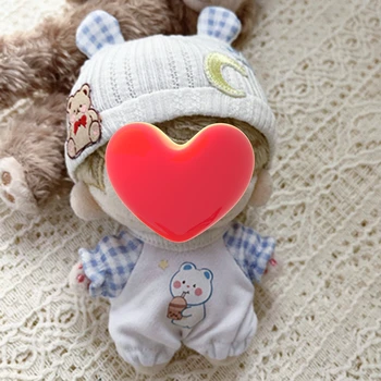 Kézzel készített 10CM plüss baba ruhák Kawaii jumpsuit mászóruha Baby Bear Hat Dolls kiegészítők Felszerelés