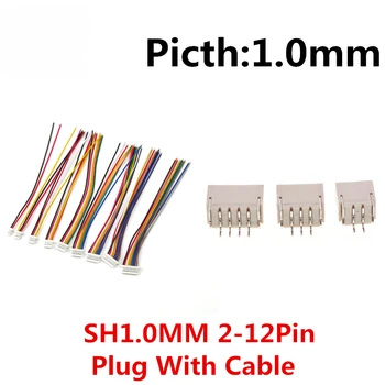 10 készlet/tétel Mini Micro SH 1.0 2 tűs 3/4/5/6/7/8/910/11/12P JST apa és anya NYÁK csatlakozó vezetékkábelekkel 100MM