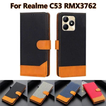 Üzleti telefontokok Realme C53-hoz RMX3762 bőrtok Realme C53-hoz RMX3760 flip tok Etui Realmi Narzo N53 6.74