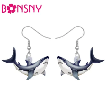 Bonsny akril újdonság Hal cápa fülbevaló Állatok dekorációk Aranyos lógás Csepp gombok Divat kiegészítők nőknek Tizenévesek Lányok