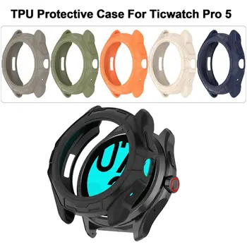  egyszínű védőtok puha TPU tok tok a Ticwatch Pro 5 képernyővédő fólia héjkeretéhez lökhárító intelligens óra tartozékok