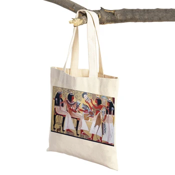 Egyiptom Isis Thoth Khnum Ptah Osiris női bevásárlótáskák Dupla nyomtatás dekoráció asual vászon váll kézitáska Eco Lady bevásárlótáska