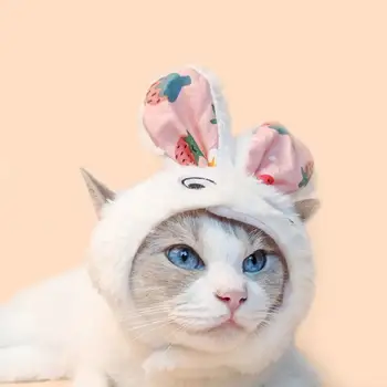 Puha kisállat kalap Plüss nyuszi nyúl macska kalap Fun Halloween jelmez kiegészítő kis kutyáknak macskák édes kisállat party fejfedő kisállat jelmez