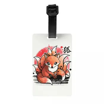 Egyéni kilencfarkú róka Spirit poggyászcímke Adatvédelem Divat Japán róka szellem poggyászcímkék Utazótáska címkék Bőrönd