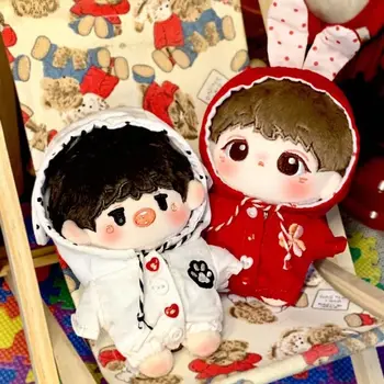 Handmade baba kapucnis pulóverek Rajzfilm stílusú piros/fehér plüss kabát ruhák Divat kalapfelsőkkel pulóverek