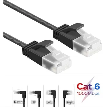 vékony Cat6 Ethernet kábel RJ45 derékszögű UTP hálózati kábel áthidaló 90 fokos Cat6a Lan laptop router TV doboz kábel
