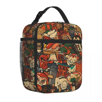 Lucky Cats Japán stílusú szigetelt uzsonnás táskák Termikus táska hűtő Termikus uzsonnás doboz Uzsonnás táska nőknek Gyermek utazás