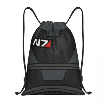 Mass Effect N7 páncél húzózsinóros táska Férfi női összecsukható sport edzőterem Sackpack Alliance katonai videojáték oktató hátizsákok