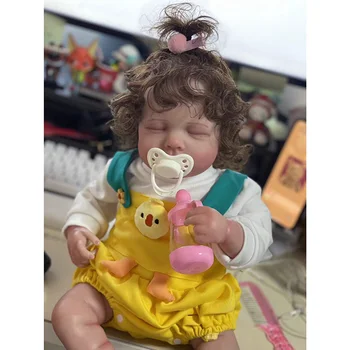 19inch Népszerű Loulou göndör hajjal Bebe újjászületett babák Újszülött alvó baba Élethű babajátékok gyerekeknek Lányok Látható vénák