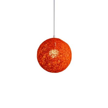 Narancssárga bambusz rattan és kendergolyó csillár Egyéni kreativitás gömb alakú rattan fészek lámpaernyő
