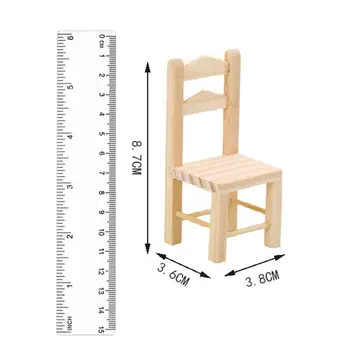 2Db 1/12 méretarányú babaház szék Színlelj játékot Játék fa bútor modell Mini szék BJD baba alkatrészekhez Tanulmány Étkezés Gyermek játék