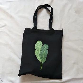 Eco újrafelhasználható szövet bevásárlótáska Diákkönyv táska Női alkalmi bevásárlótáska Fekete vászon táska nőknek Női kézitáskák