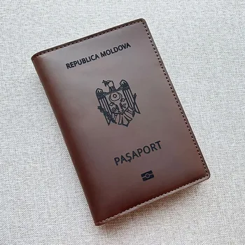 Moldovai Bőr Köztársaság útlevélborítója Személyre szabott valódi bőr Köztársaság Moldova útlevéltartó borítói útlevelekhez