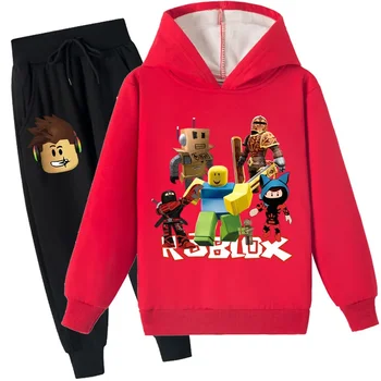 Robloxing Gyermek kapucnis pulóverek Ruhák Anime Tavasz Ősz Fiúk Lányok Kapucnis pulóver Set Gyerek Harajuku Divat pulóver felsők+Pant öltöny