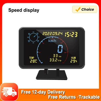 Digitális GPS sebességmérő kilométer-számláló motorkerékpárhoz 4,7 hüvelykes LCD kijelző HUD kijelző gyorshajtás riasztással minden 5-24 V-os járműhöz