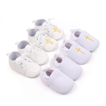 Új fehér baba keresztelő cipő divat tavasz ősz újszülött fiúk lányok első sétálók alkalmi puha talpú csecsemő kiságy cipő