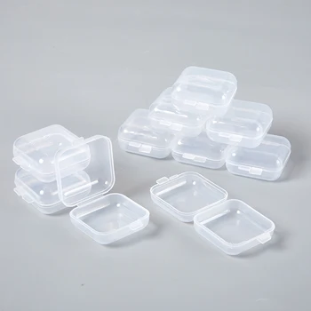 10Pcs Mini műanyag tárolódoboz Átlátszó ékszer Tároló tok Fülbevaló Gyűrűk Befejező dobozok Kis tárgyak Tároló konténer