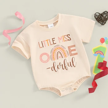 Kislány Little Miss Onederful Bubble Romper rövid ujjú póló body, 1. születésnapi ruha Nyári ruhák