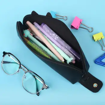 Rajzfilm macska toll táska műbőr nagy kapacitású ceruzatartó fiúk lányok diákok aranyos ceruza írószer tasak tok iskolai ellátás