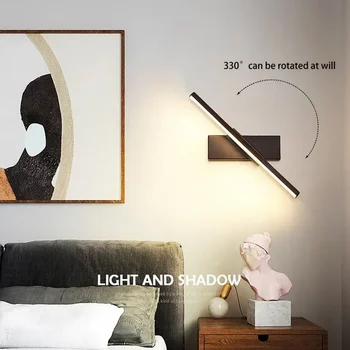 Modern LED fali lámpa Hardverek forgatható fürdőszobai tükör lámpa hálószobához Nappali beltéri vonal fali falfelületek világítótest