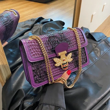 Retro aligátor táska Luxus kézitáskák Top márka női táskák Designer válltáska minőségi krokodil mintás bőr Messenger táska