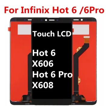 6.0inch Eredeti Infinix Hot 6 Pro LCD X608 kijelzőhöz érintőképernyős digitalizáló szerelvény forró 6 x606 LCD cseréhez