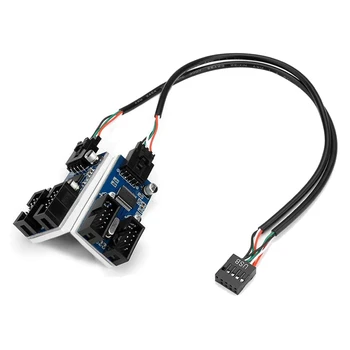 Alaplap USB 2.0 9Pin fejléc 1-4 bővítő elosztó adapter átalakító 30CM 9-pólusú belső kábel