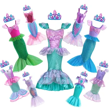 Kislány sellő ruha Karácsonyi hercegnő jelmez Gyerekek Beach Fishtail Frocks Karnevál Iskola Téma Party Szerepjáték ruhák