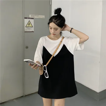 Női pólók felsői Japán Kawaii Ulzzang laza vintage patchwork lusta póló női koreai haradzsuku ruhák